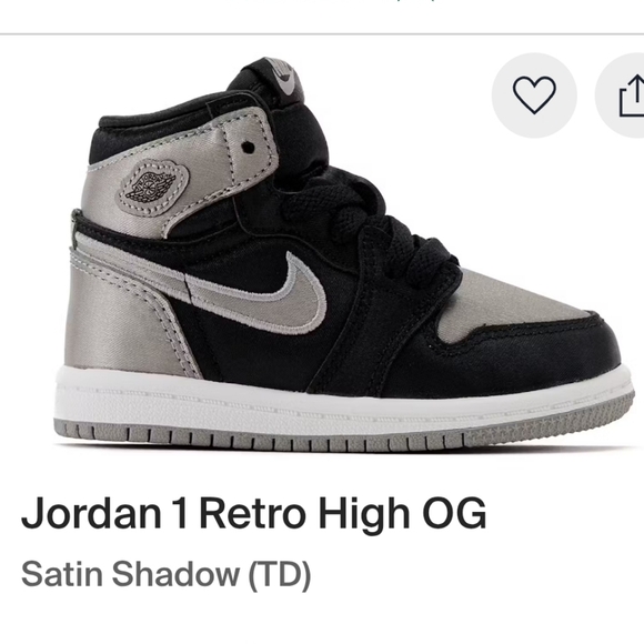 Jordan Other - Jordan 1 Retro High OG Satin Shadow (TD) Kids 5c NWBOX